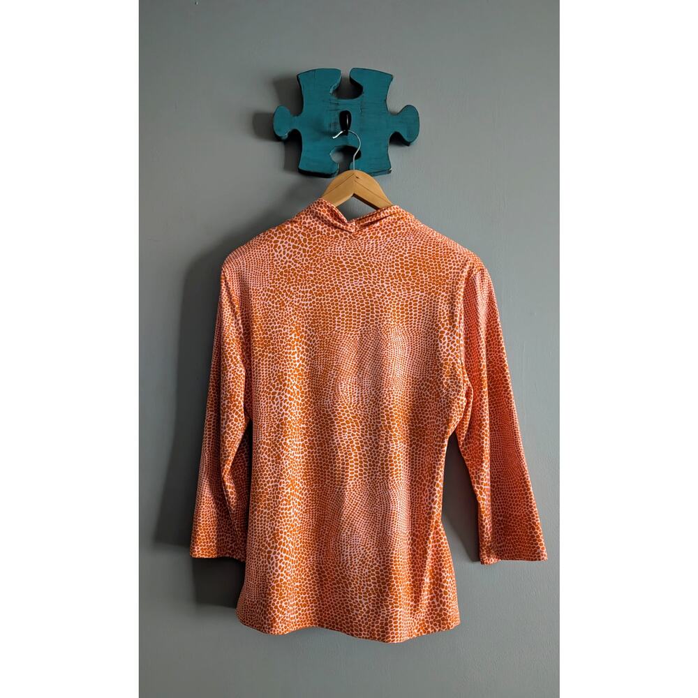 J. McLaughlin Catalina Cloth Faux Wrap Top XL Orange Pink Animal Print - Picture 12 of 14